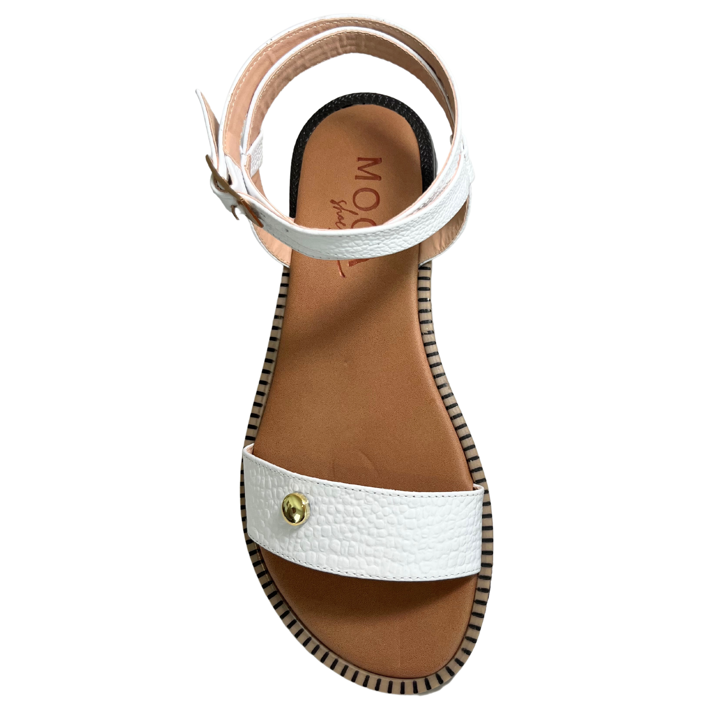 Womens White Flat Sandals | Sacramento