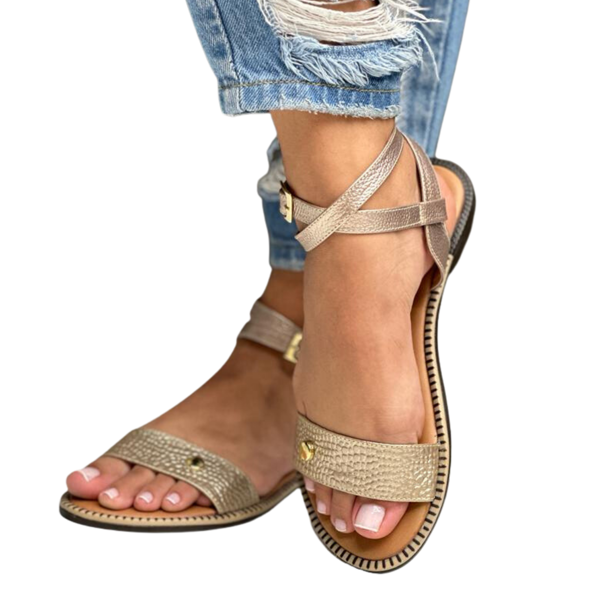 Gold Sandals Flat | Sacramento