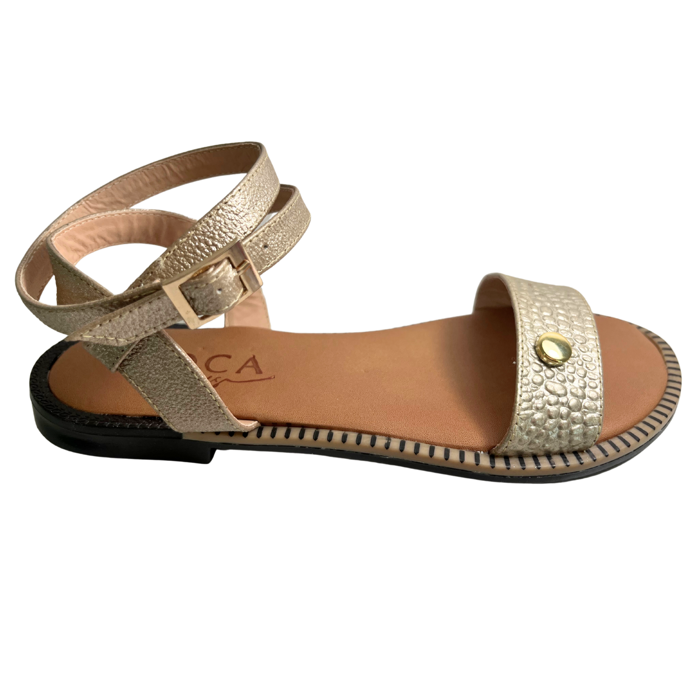 Gold Flat Sandals | Sacramento