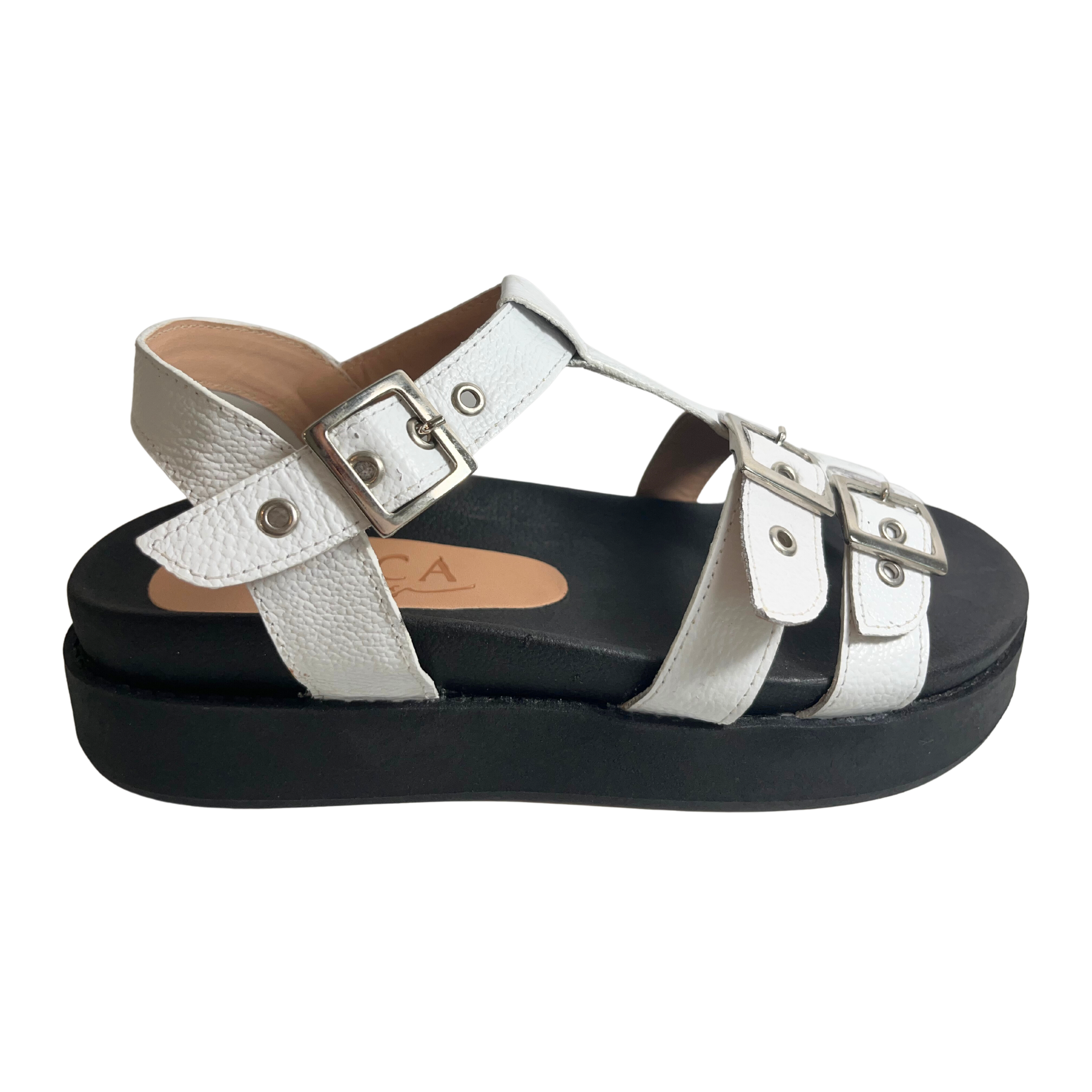 Annapolis Buckles | white flatform sandals