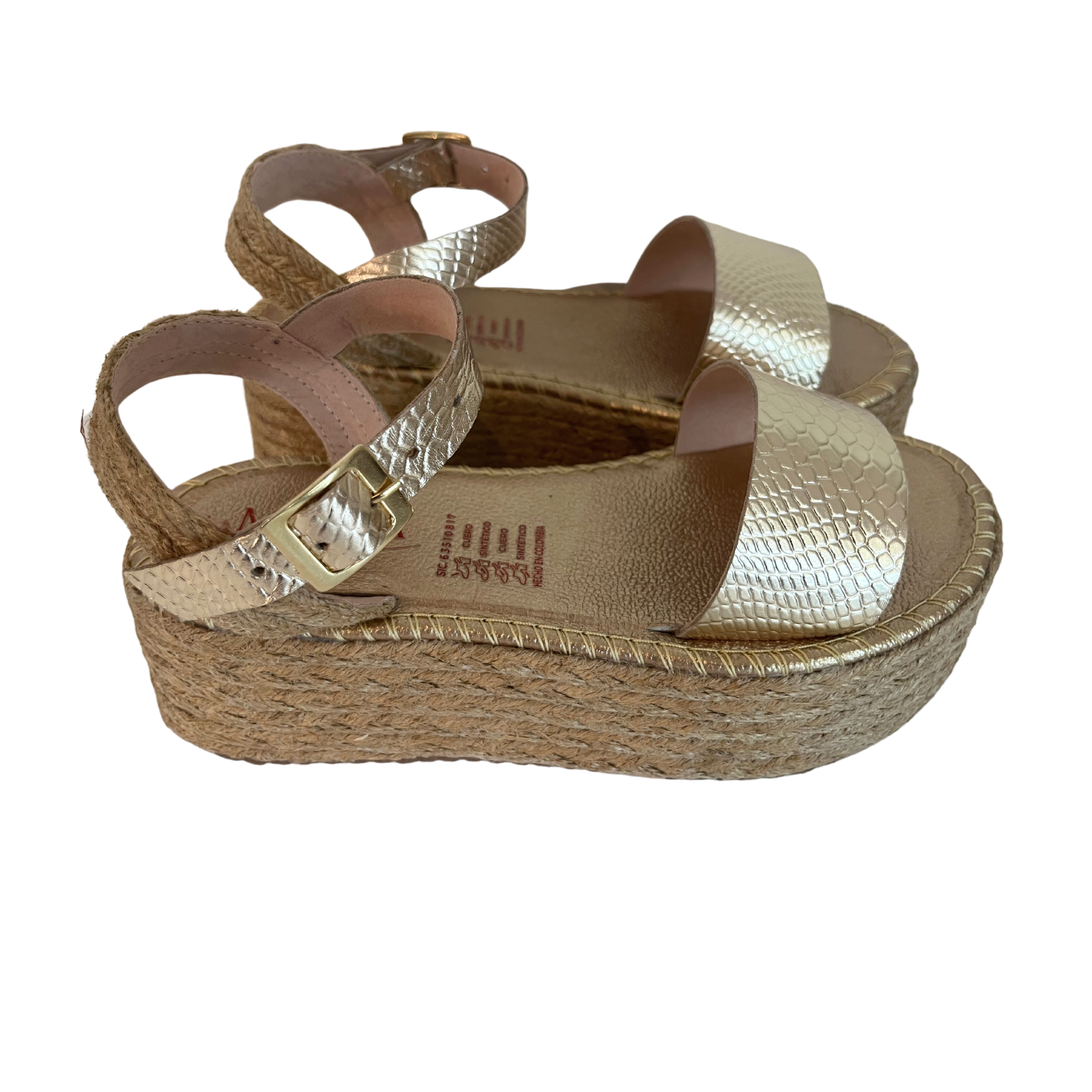 gold platform wedge sandals | Albany Jute