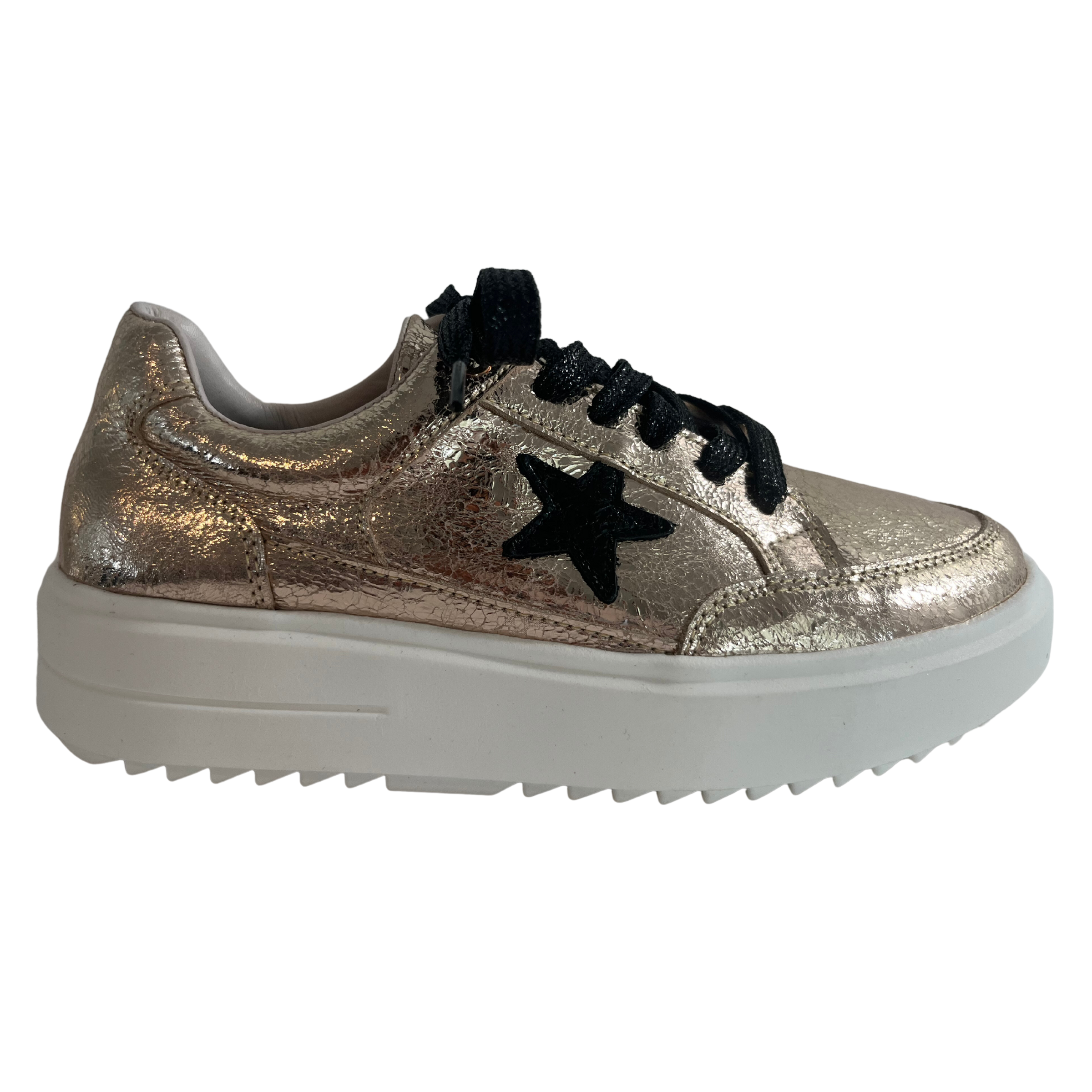 Gold Tennis Leather Shoes | Davenport