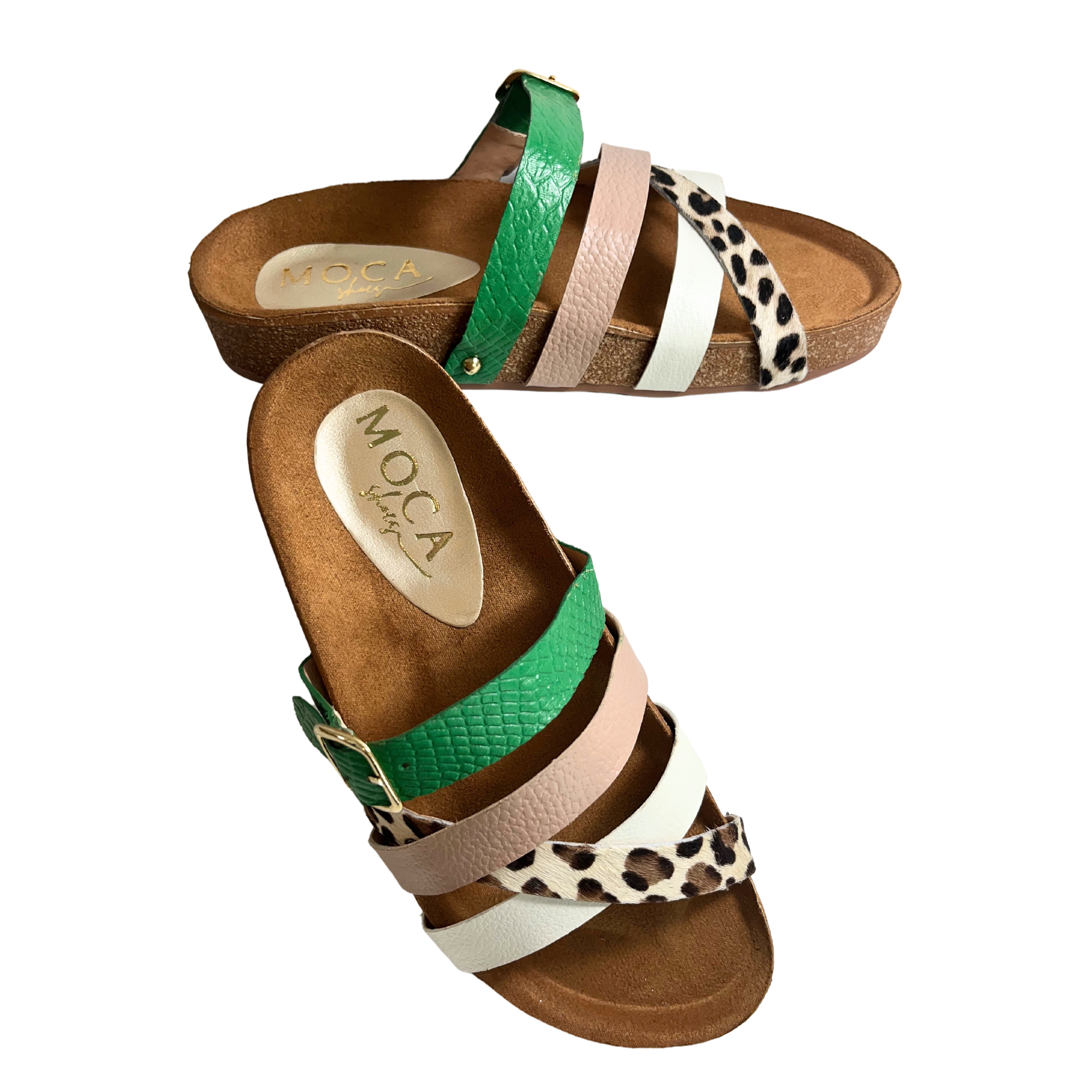 dark green sandals| Boston Print