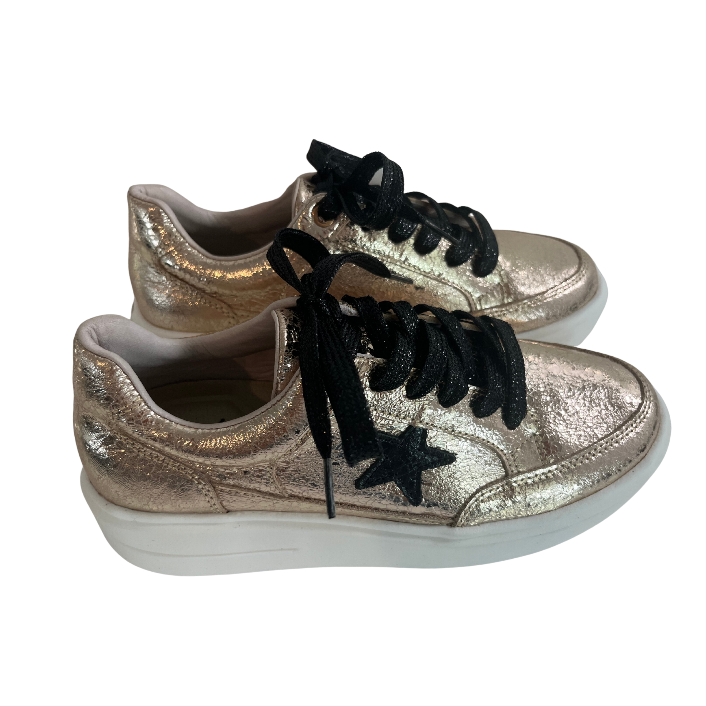 Gold Tennis Leather Shoes | Davenport