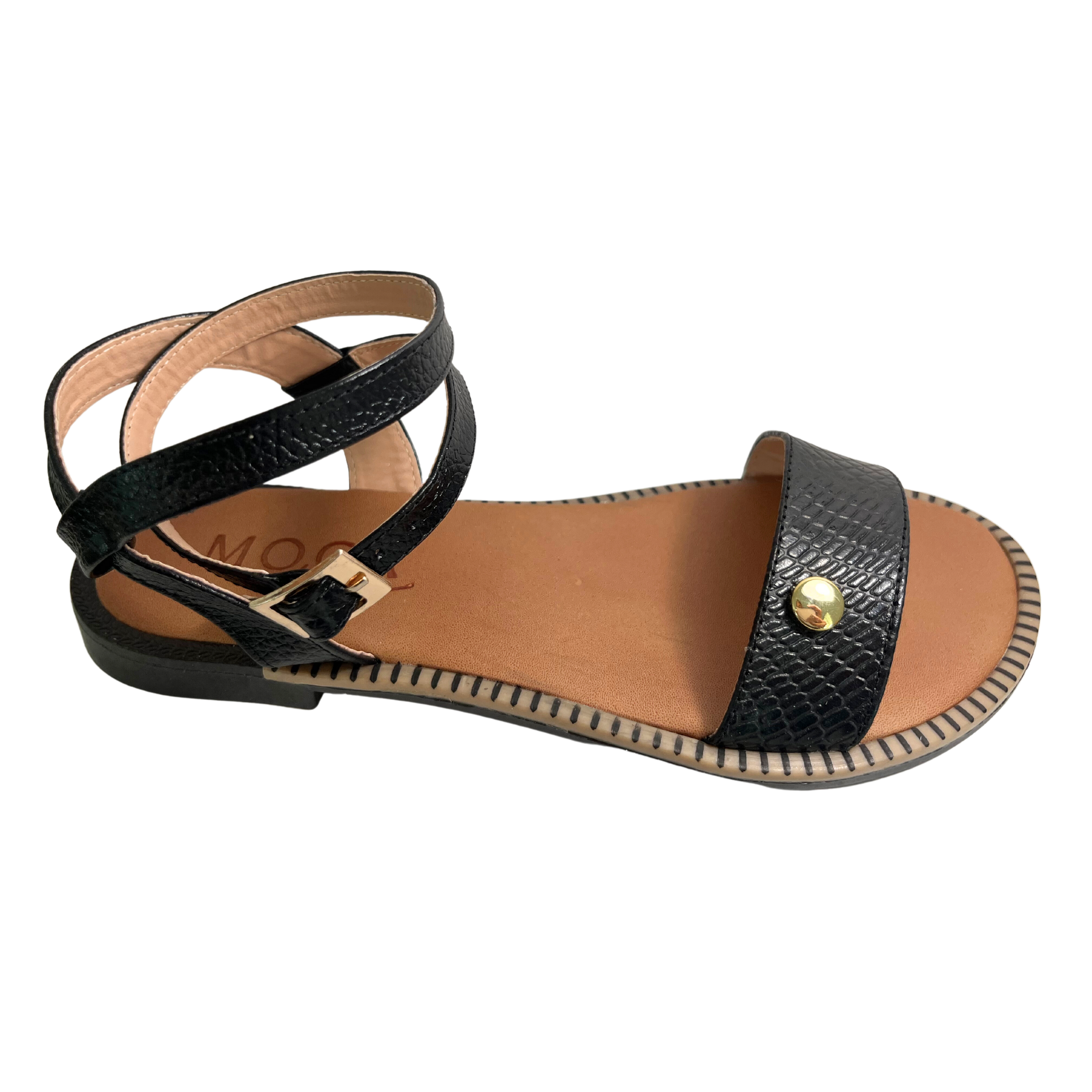 Sacramento | Black Flat Sandals