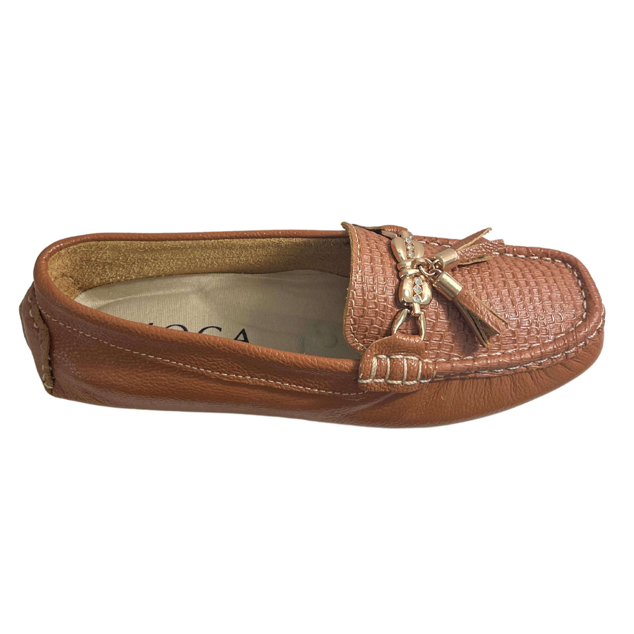 Honey-Colored Moccasins Leather | Hollywood Flat