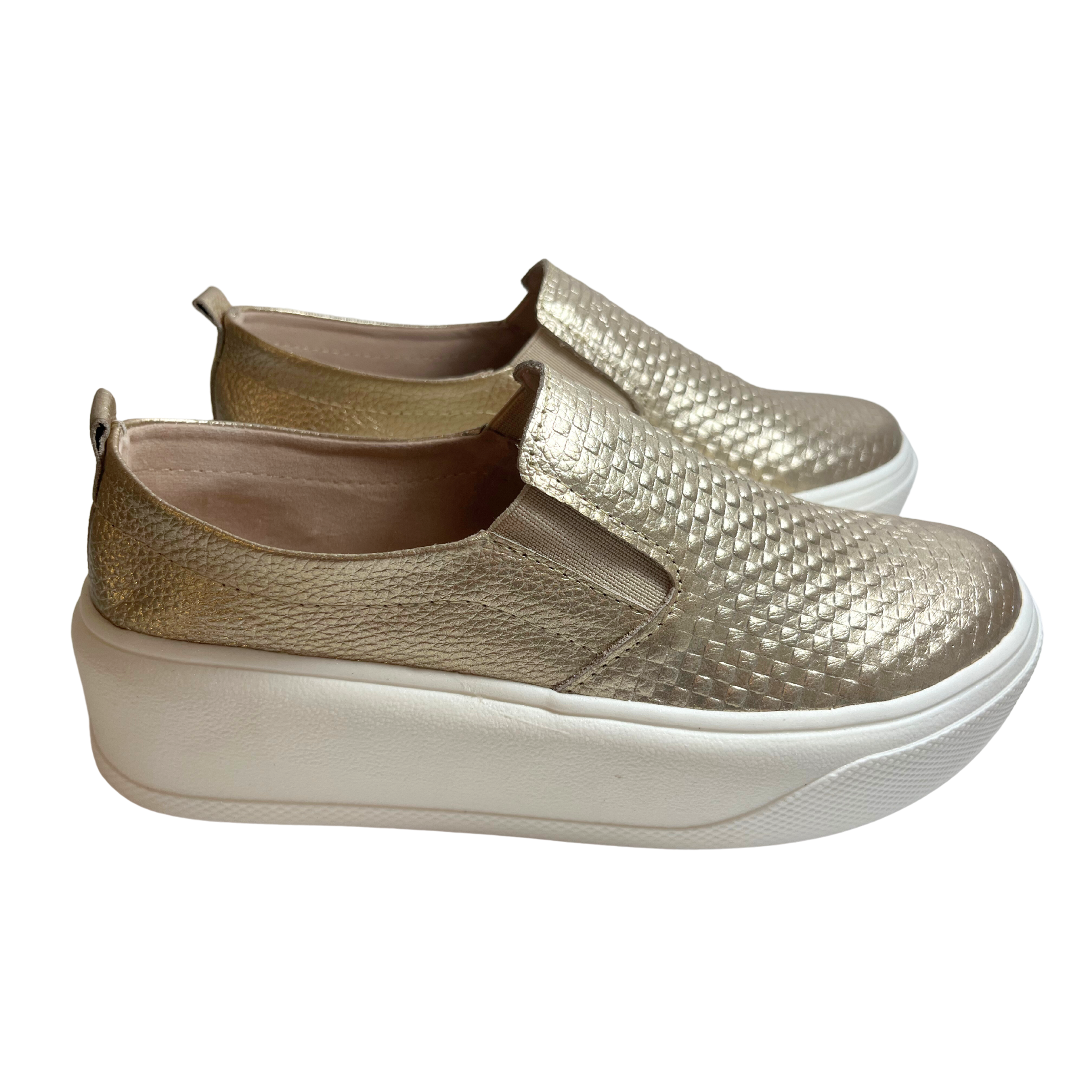 Gold Ggitter Sneakers Womens | Denver Slipe on