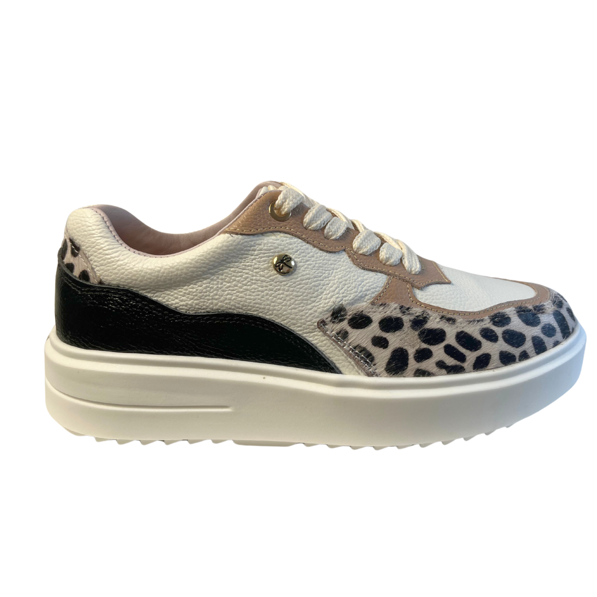 Tennis Leather Shoes Cow Print White | Texas