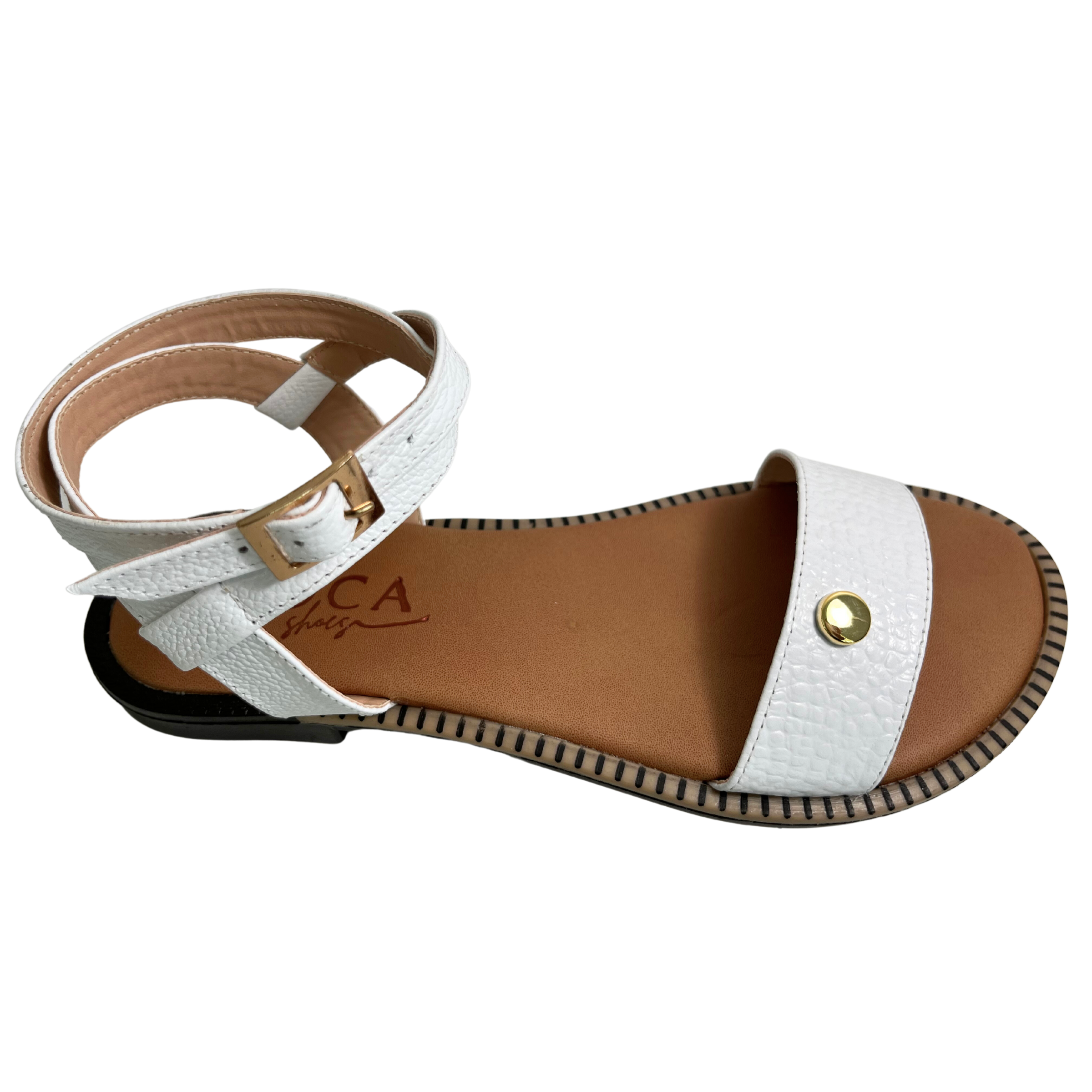 White Flat Sandals | Sacramento