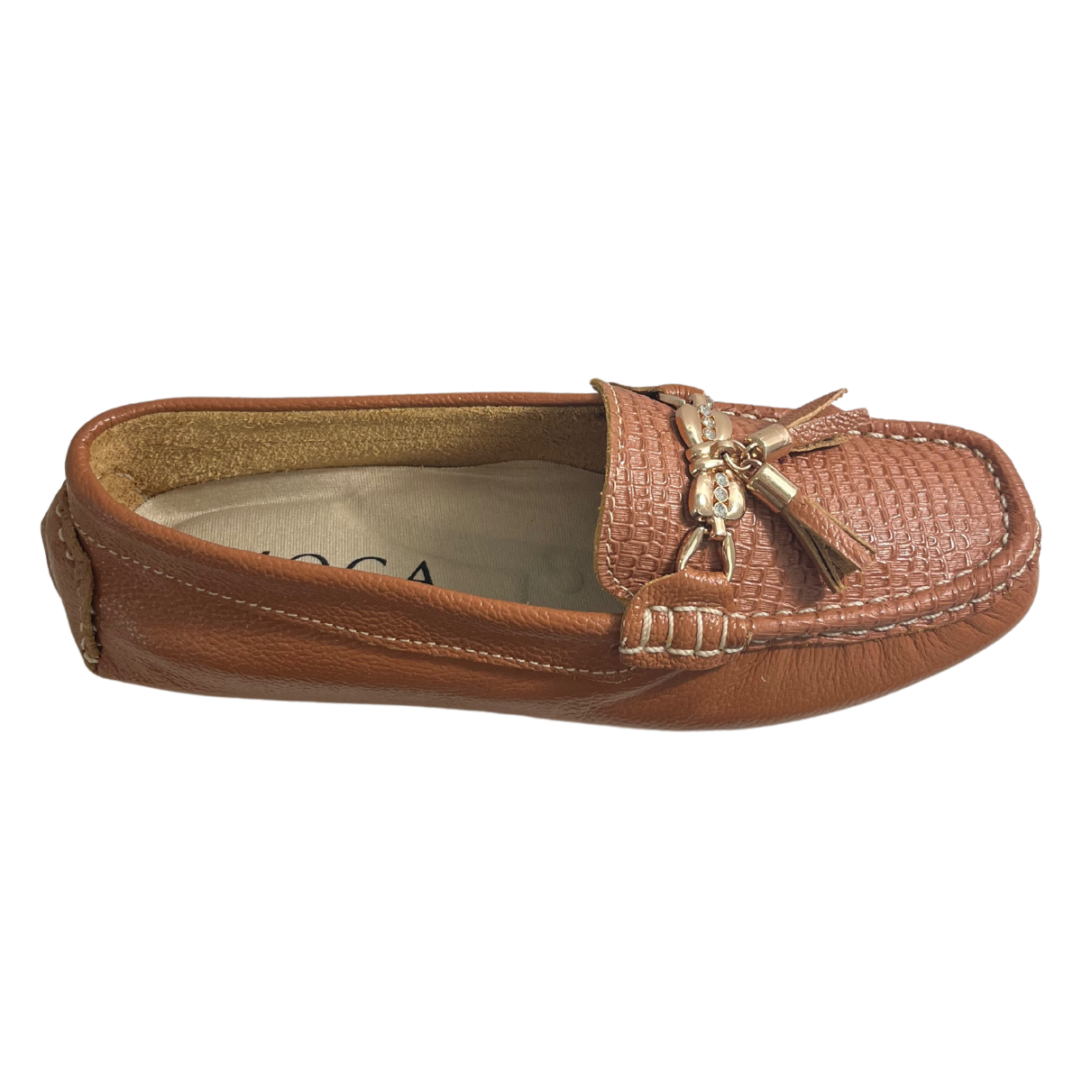 Honey-Colored Moccasins Leather | Hollywood Flat