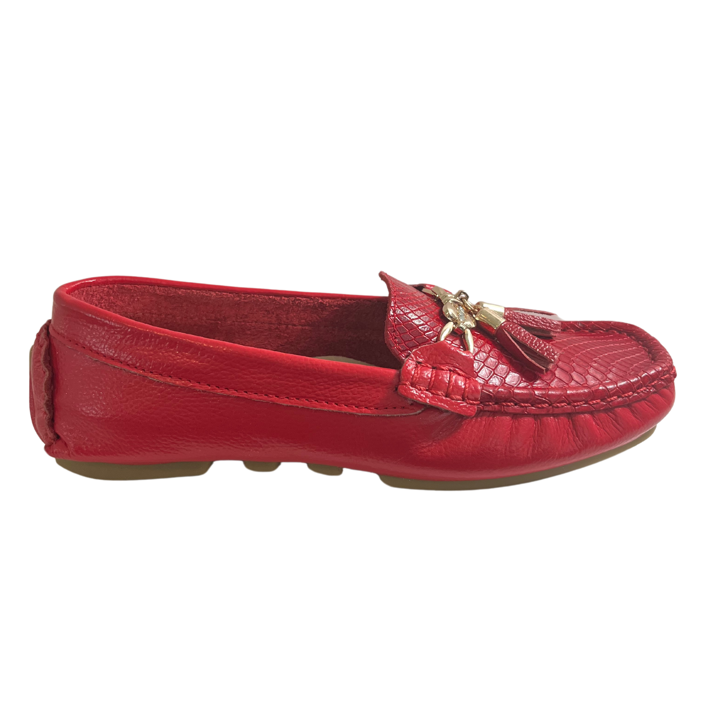 Red Moccasins Leather | Hollywood Flat