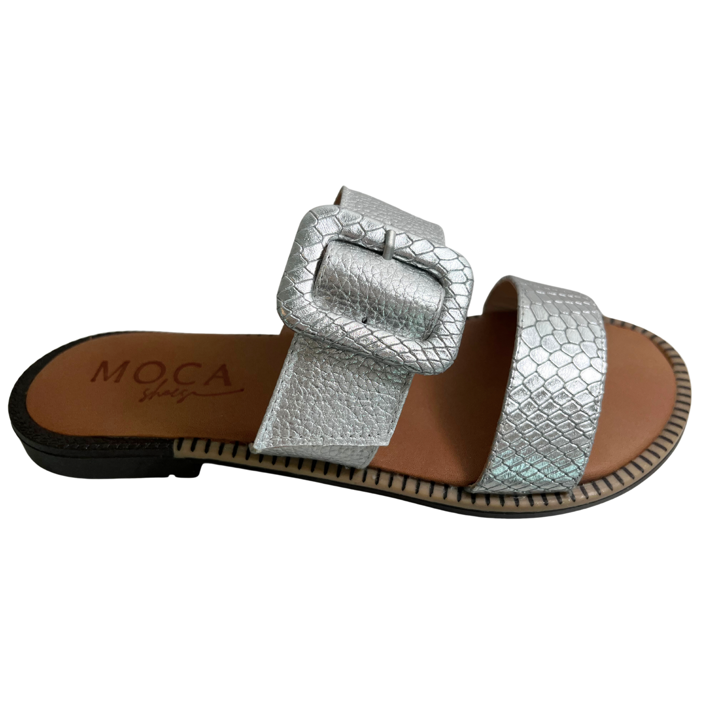 Silver Slide Sandals | Atlanta