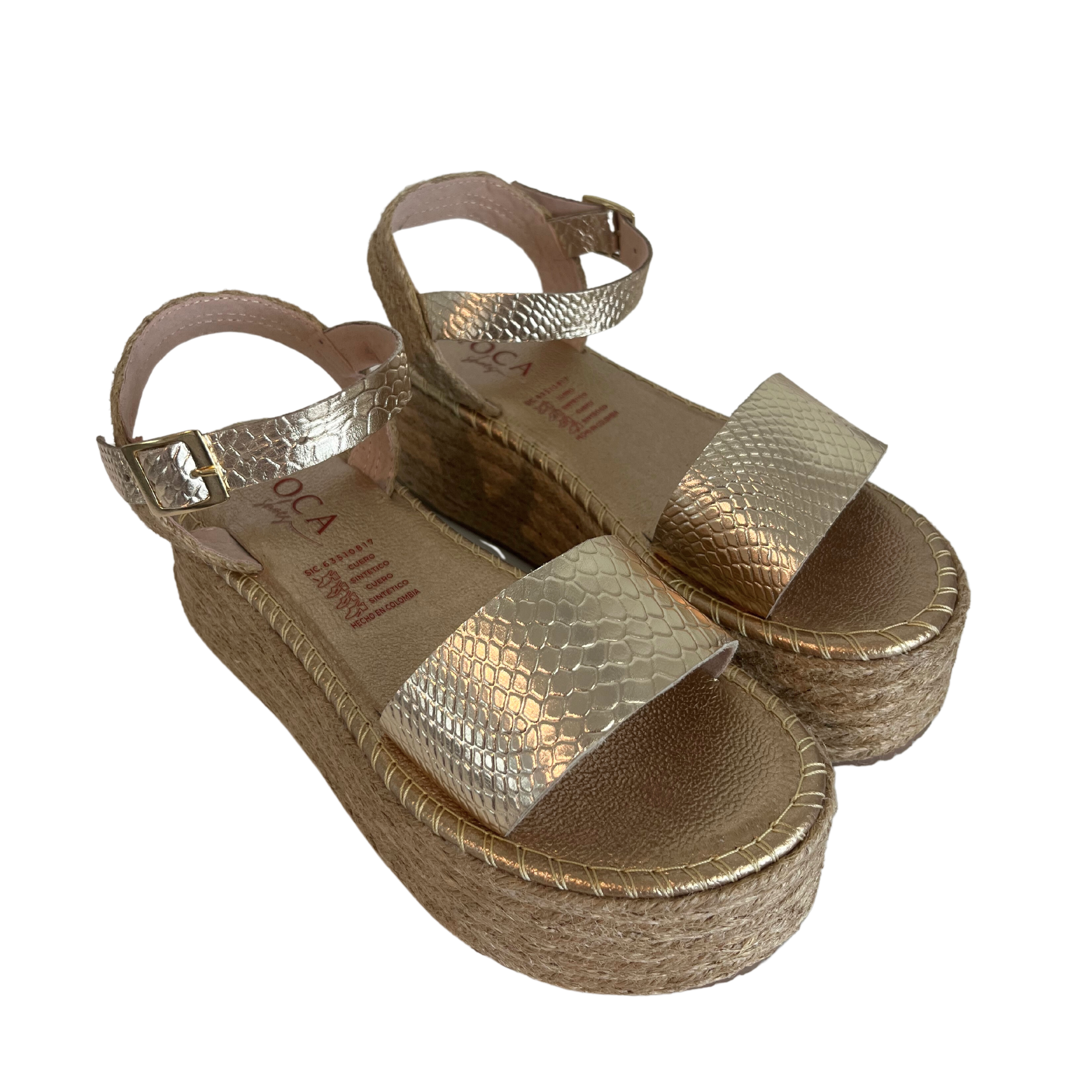 gold platform sandal | Albany Jute