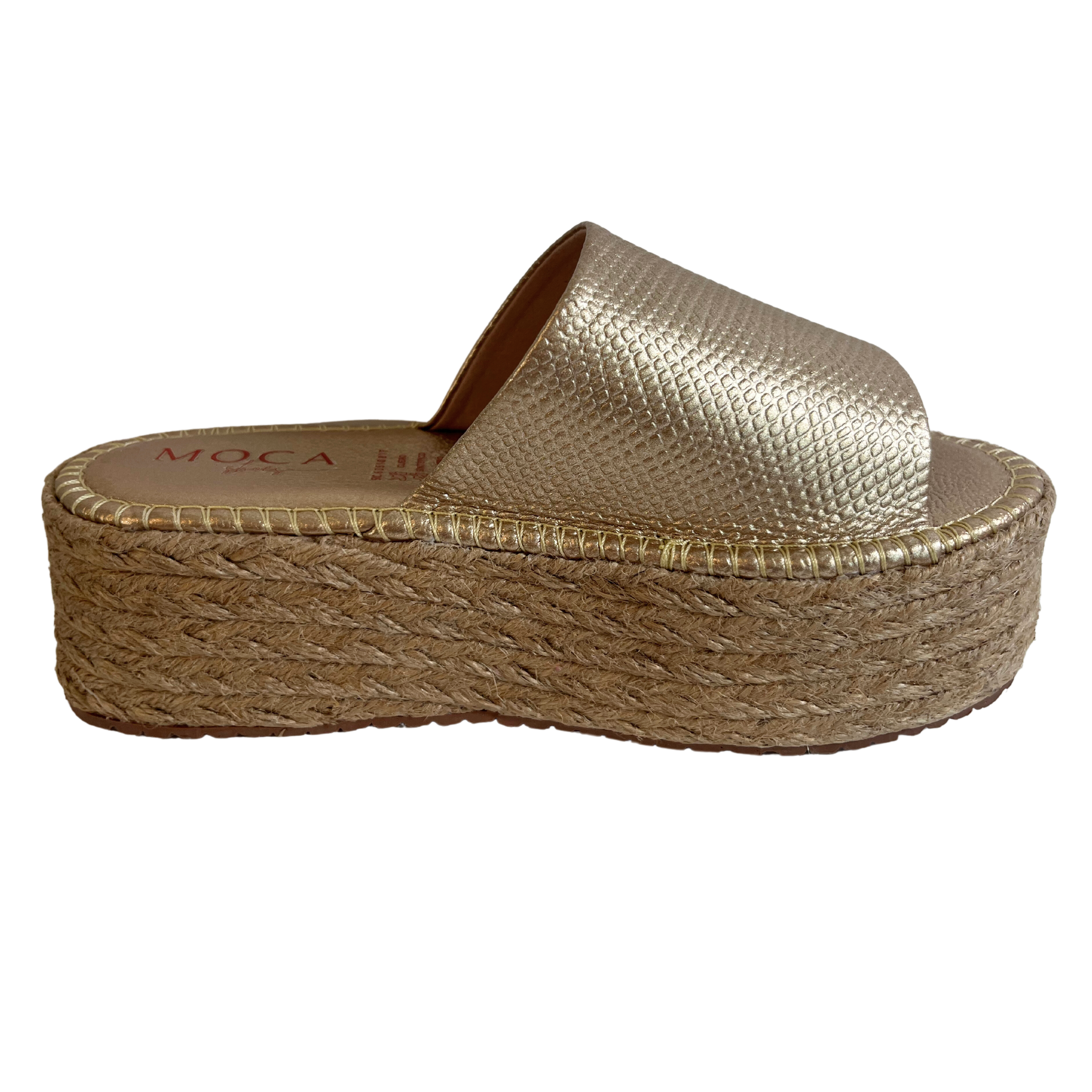 Gold Slide in Sandals | Lincoln Jute