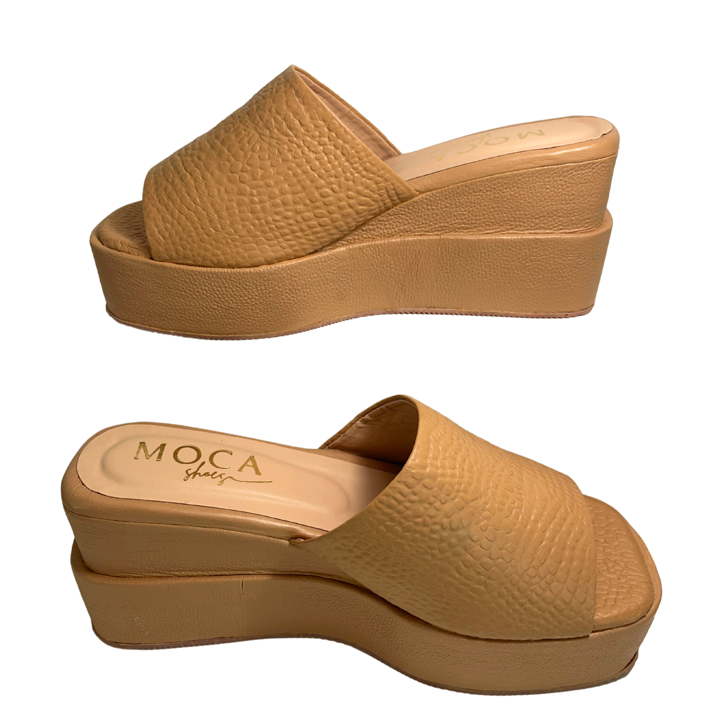 Leather Slide Sandals | Phoenix Amaretto