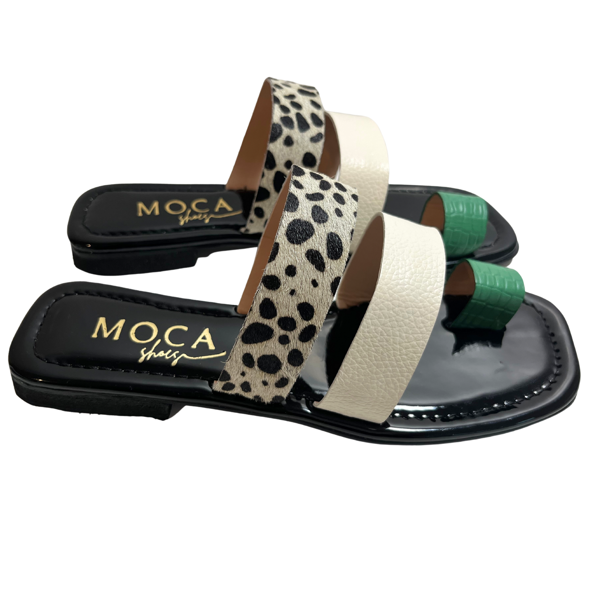 Providence Sandals- Print | Green Slide Sandals