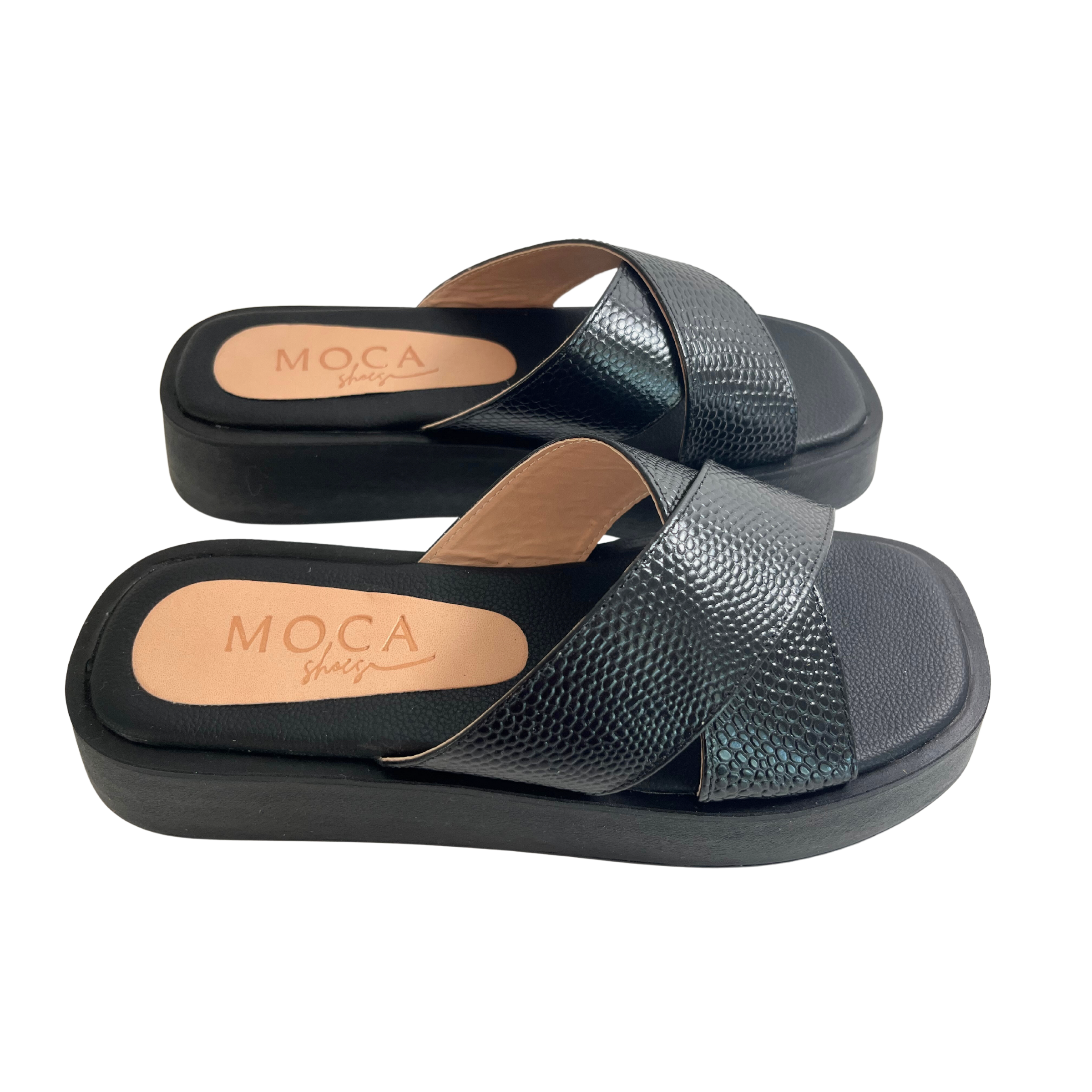 Sandalias con plataforma plana Sunrise Negro