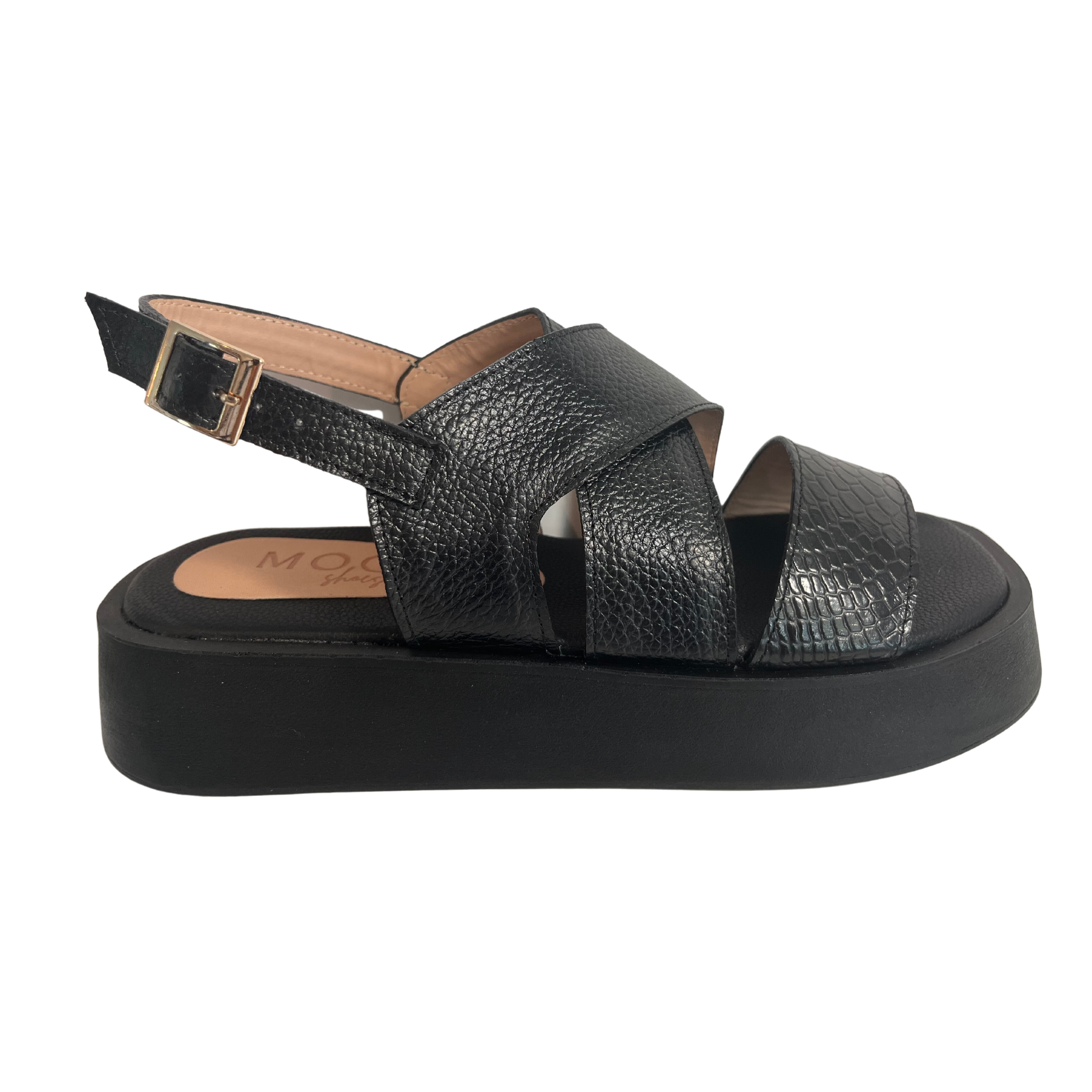 Black Flatform Sandals | Dallas 