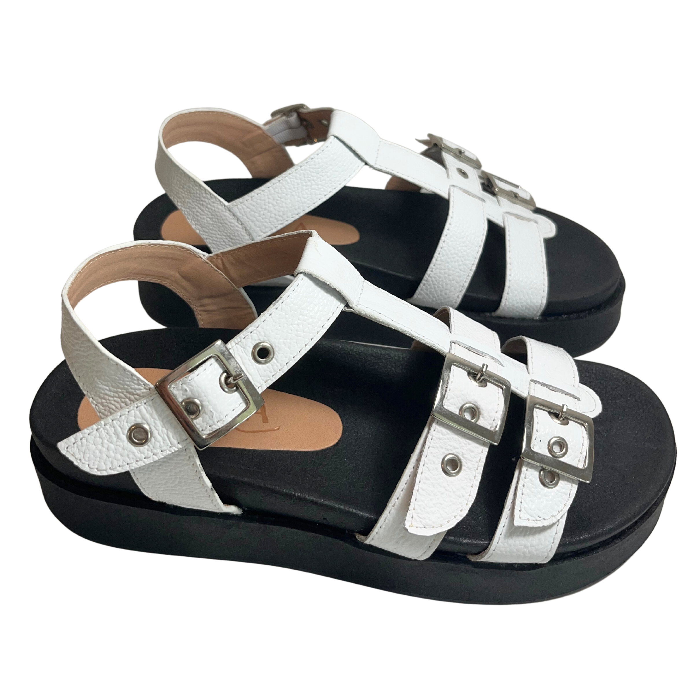 Annapolis Buckles | white double buckle sandals