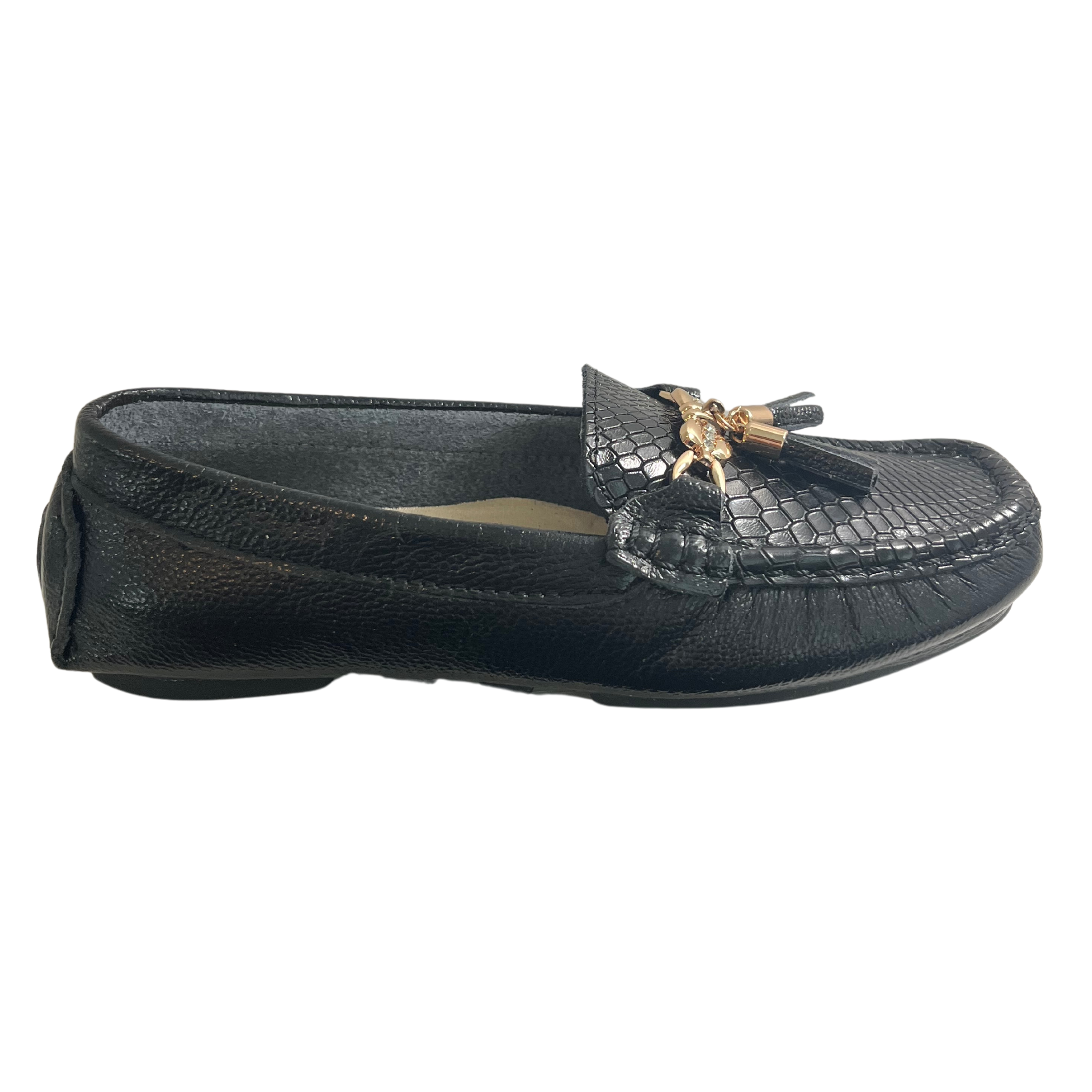 Black Moccasins Leather | Hollywood Flat