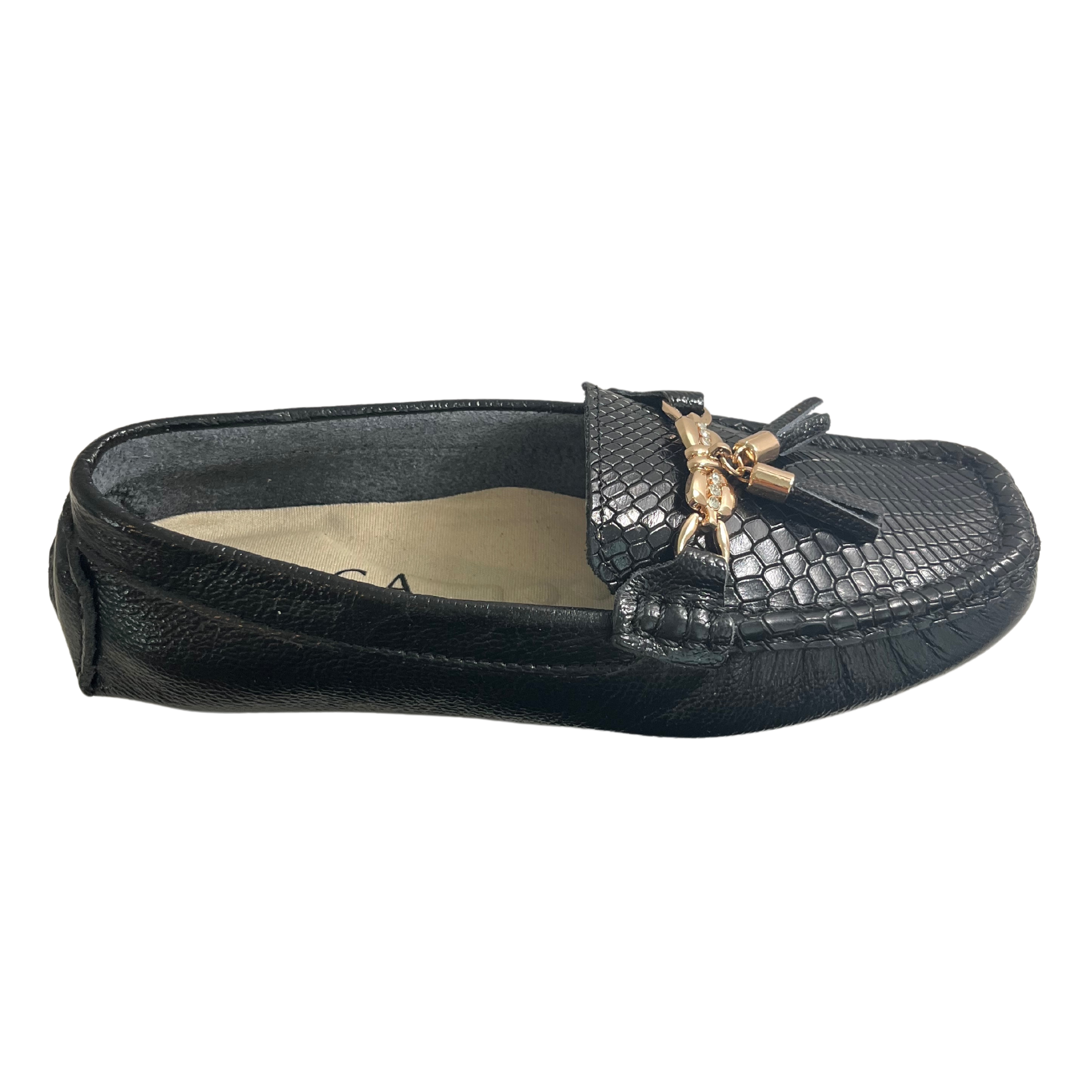 Black Moccasins Leather | Hollywood Flat