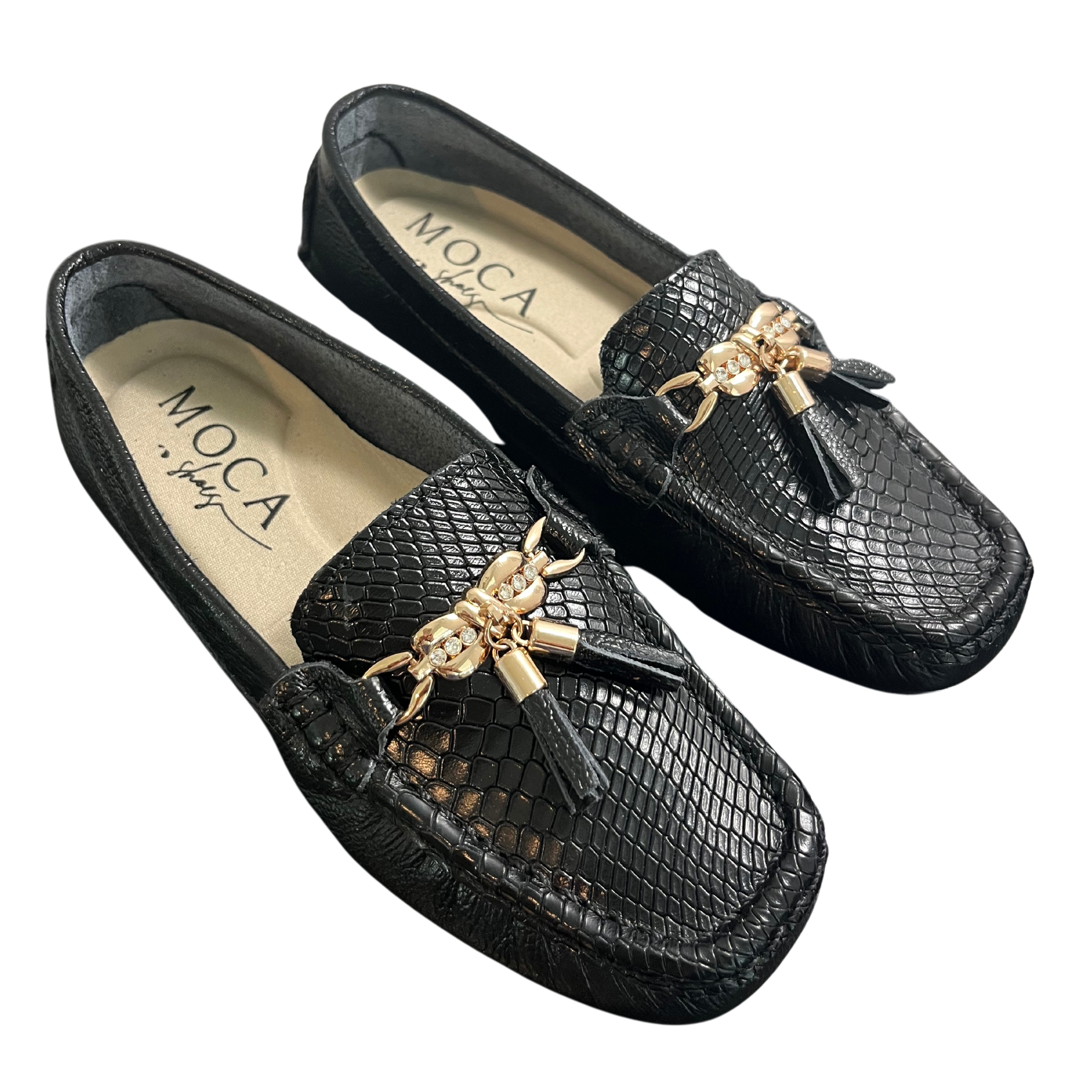 Black Moccasins Leather | Hollywood Flat