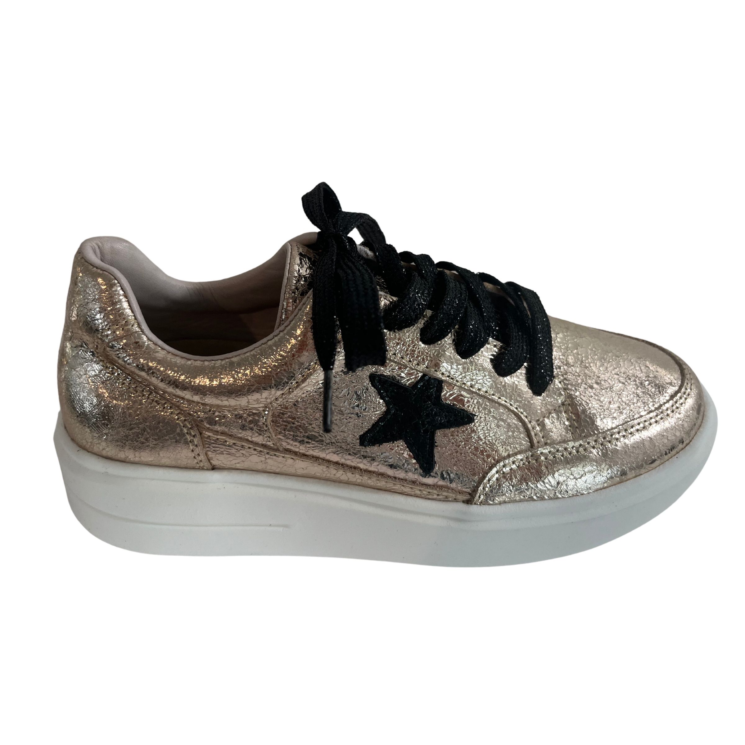 Gold Tennis Leather Shoes | Davenport