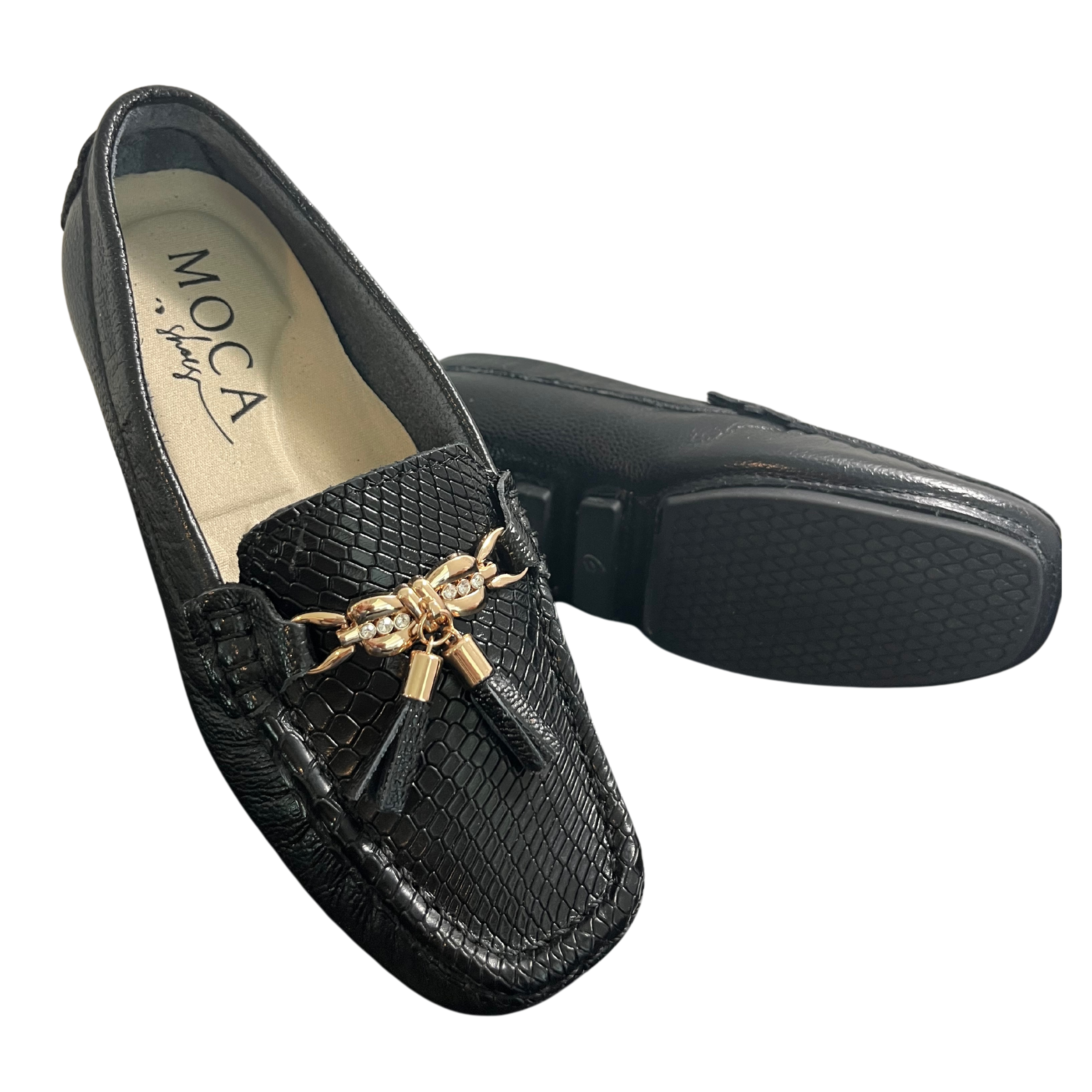 Black Moccasins Leather | Hollywood Flat